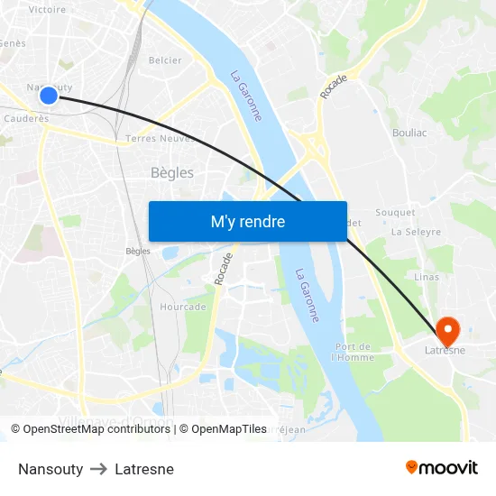 Nansouty to Latresne map