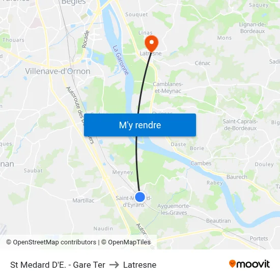 St Medard D'E. - Gare Ter to Latresne map