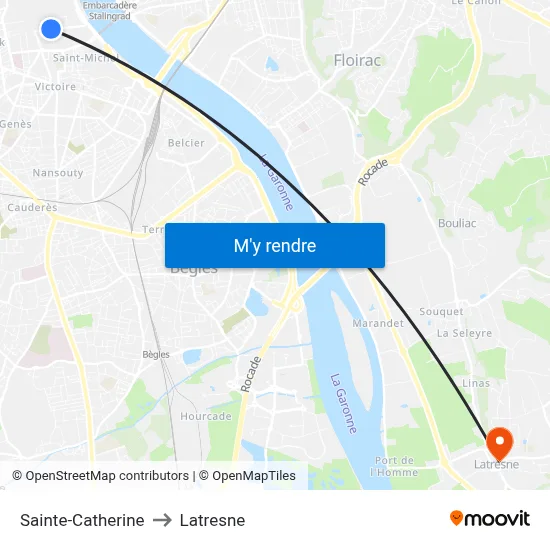 Sainte-Catherine to Latresne map