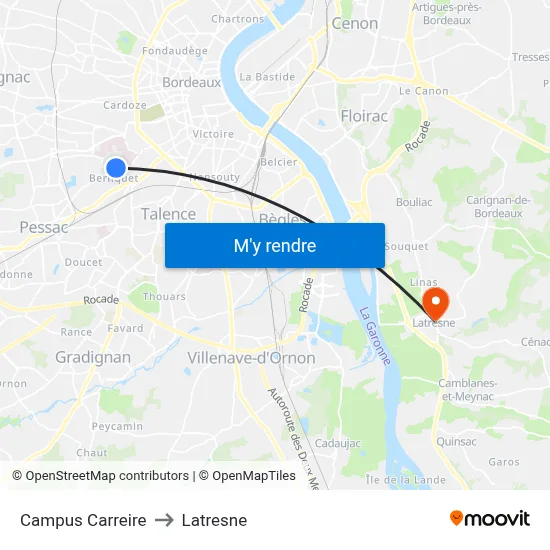 Campus Carreire to Latresne map