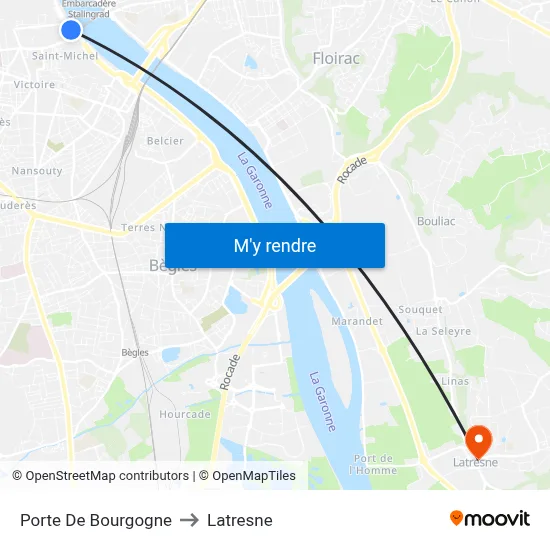 Porte De Bourgogne to Latresne map