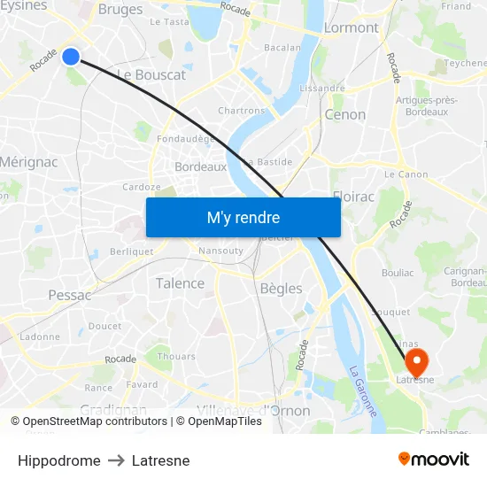 Hippodrome to Latresne map