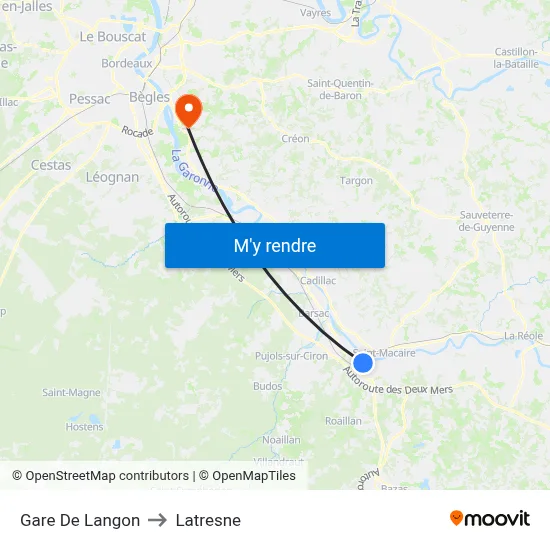 Gare De Langon to Latresne map