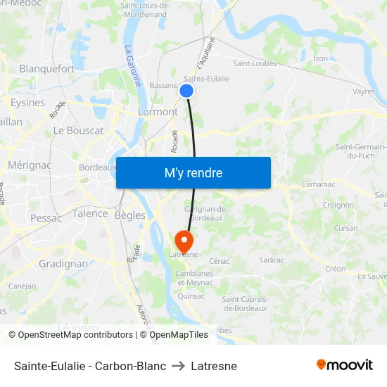Sainte-Eulalie - Carbon-Blanc to Latresne map