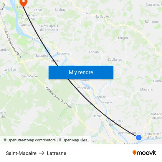 Saint-Macaire to Latresne map