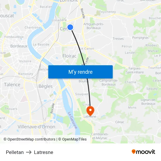 Pelletan to Latresne map