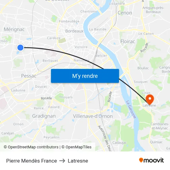 Pierre Mendès France to Latresne map
