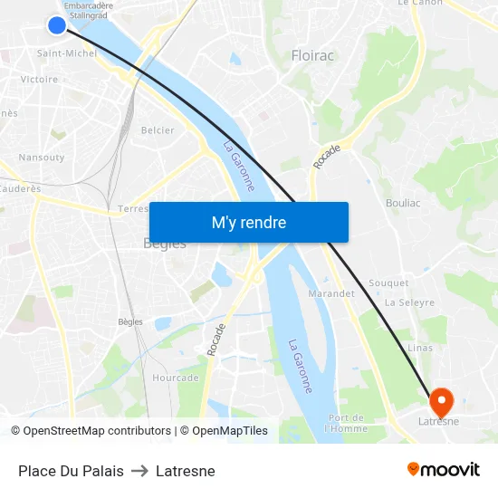 Place Du Palais to Latresne map