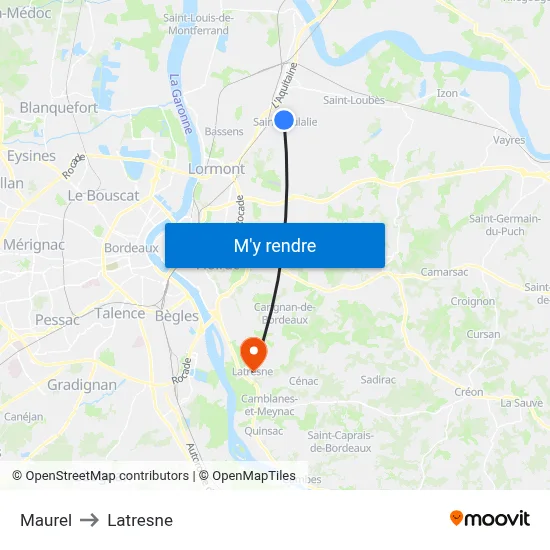 Maurel to Latresne map