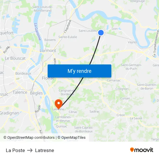 La Poste to Latresne map