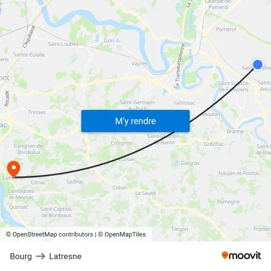 Bourg to Latresne map