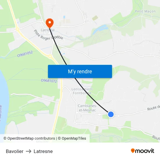 Bavolier to Latresne map