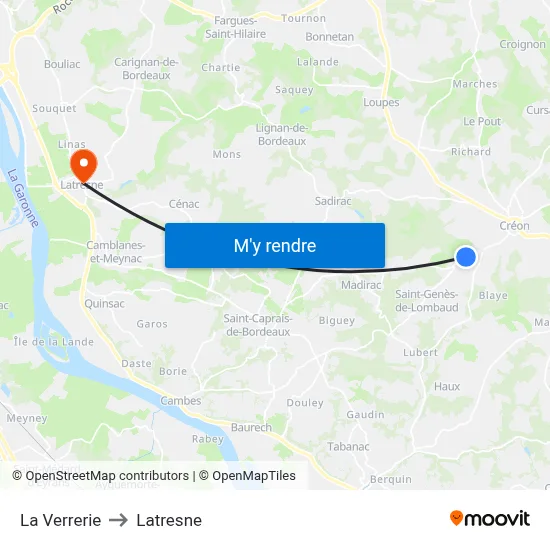La Verrerie to Latresne map