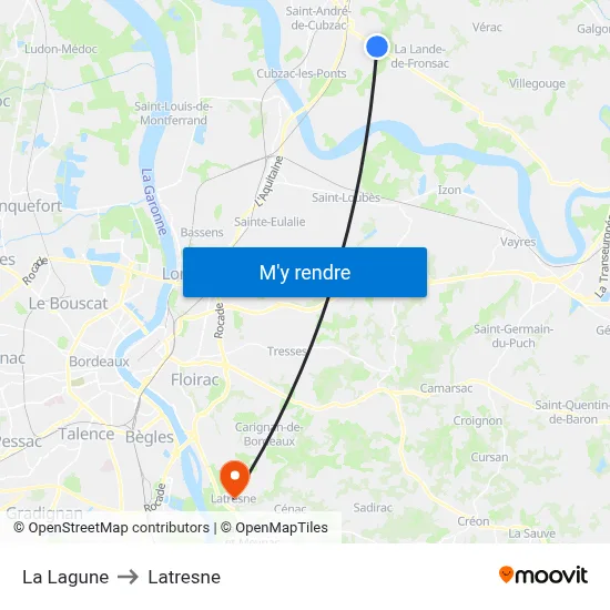 La Lagune to Latresne map