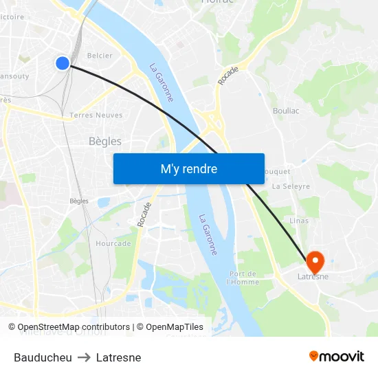 Bauducheu to Latresne map