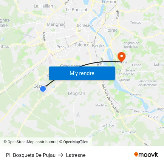 Pl. Bosquets De Pujau to Latresne map