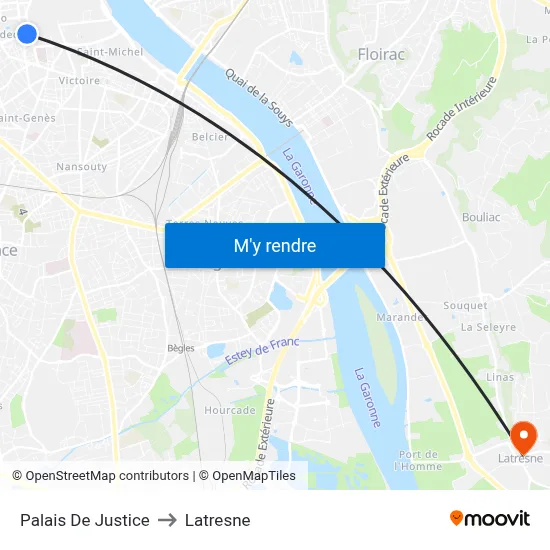 Palais De Justice to Latresne map