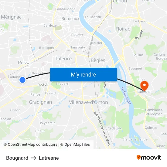 Bougnard to Latresne map