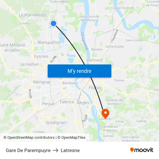 Gare De Parempuyre to Latresne map