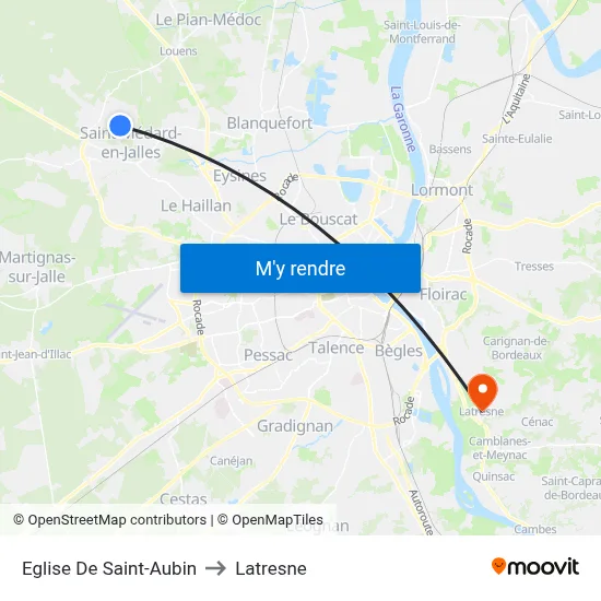 Eglise De Saint-Aubin to Latresne map