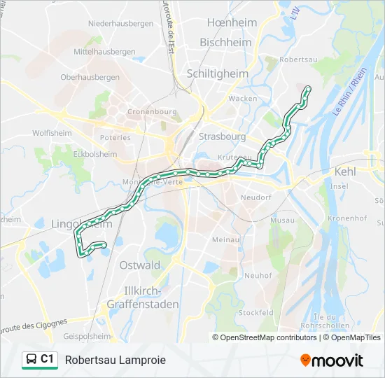 Plan de la ligne C1 de bus