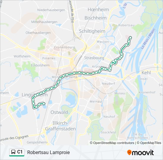 c1 Itinéraire Horaires, Arrêts & Plan Robertsau Lamproie (mis à jour)