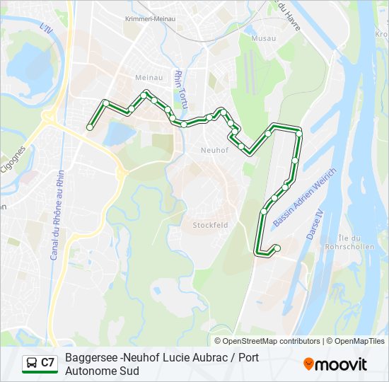 Plan de la ligne C7 de bus