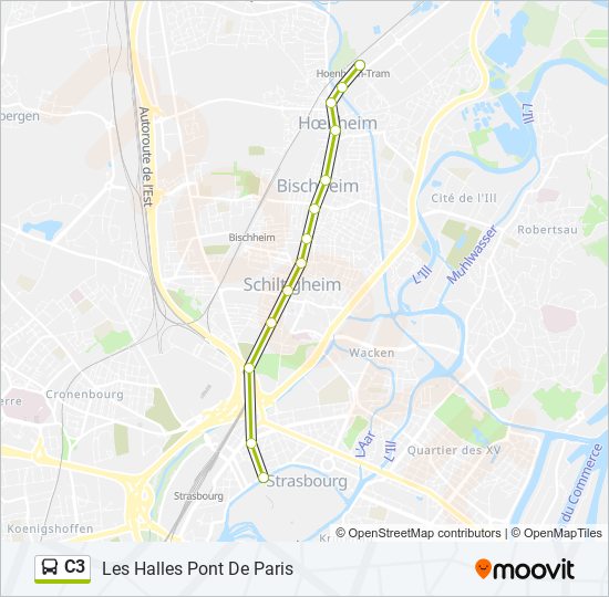 Plan de la ligne C3 de bus