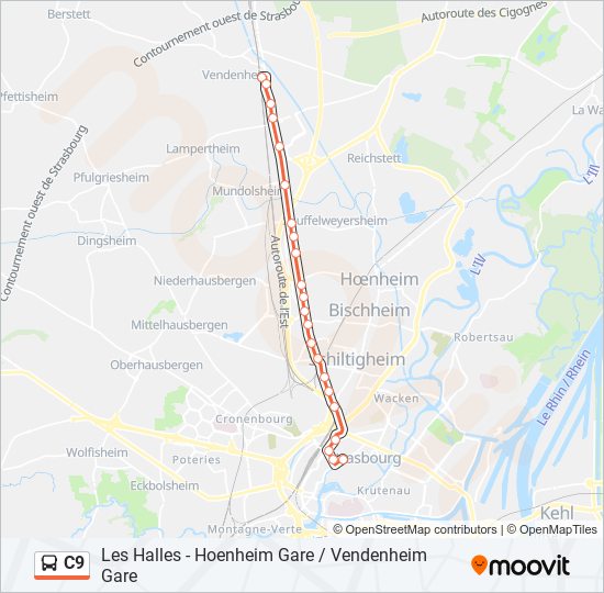 Mapa de C9 de autobús