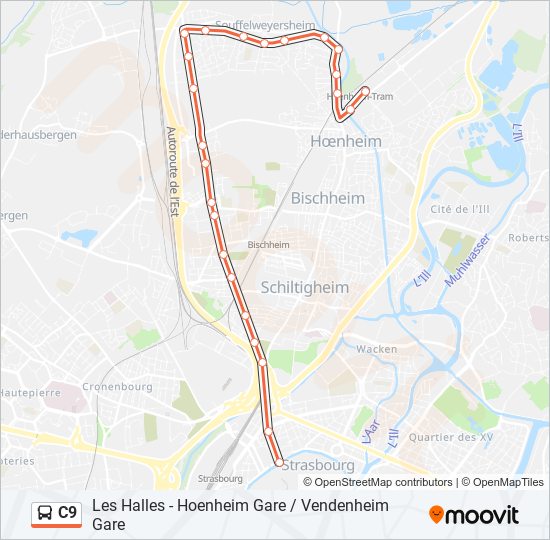 Mapa de C9 de autobús