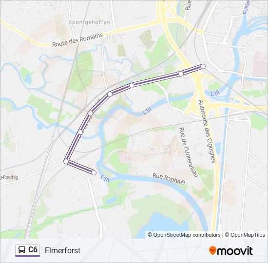 Plan de la ligne C6 de bus