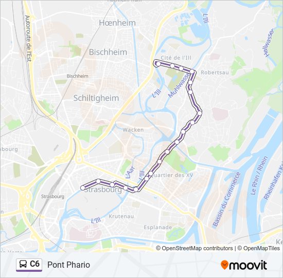 Plan de la ligne C6 de bus