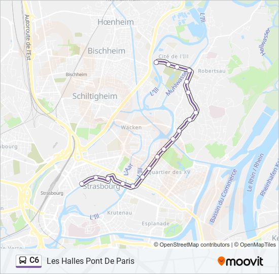 Plan de la ligne C6 de bus