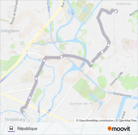 Plan de la ligne REMPLACEMENT-E de bus