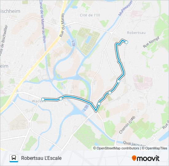 Plan de la ligne REMPLACEMENT-B/E de bus