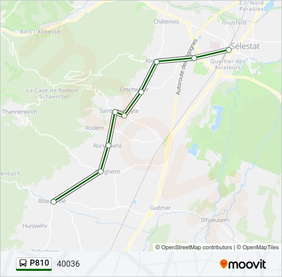 Plan de la ligne P810 de bus