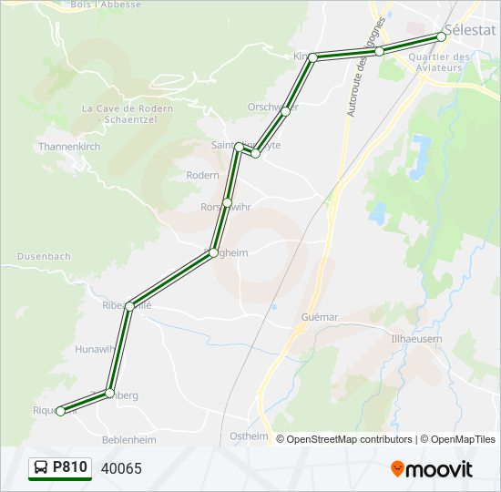 Plan de la ligne P810 de bus