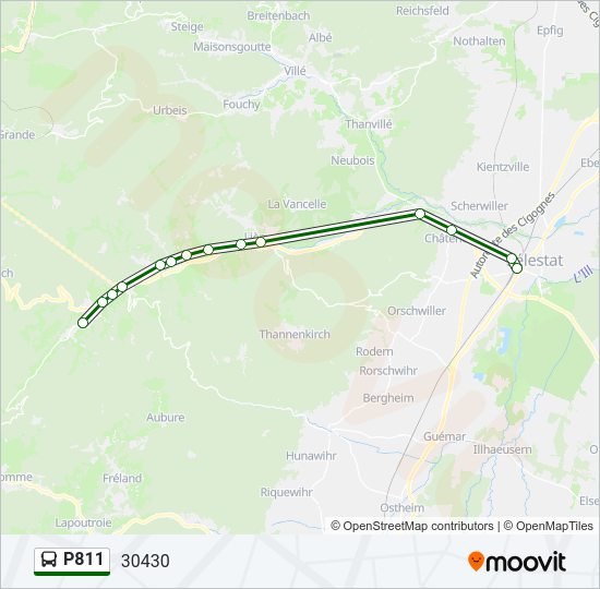 Plan de la ligne P811 de bus