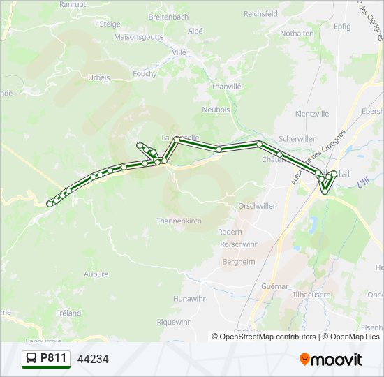 Plan de la ligne P811 de bus