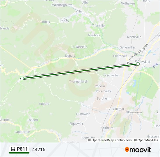 Plan de la ligne P811 de bus