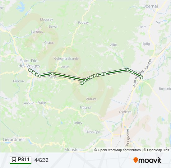 Plan de la ligne P811 de bus