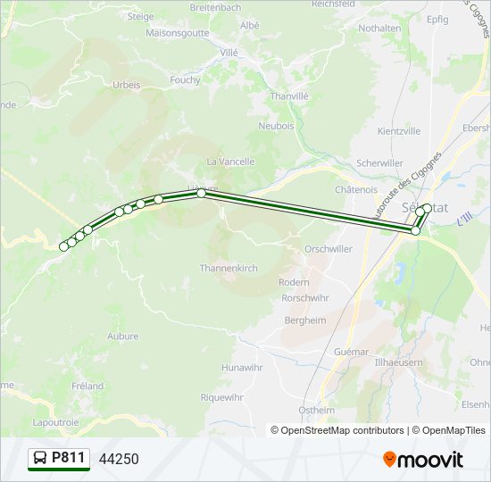 Plan de la ligne P811 de bus