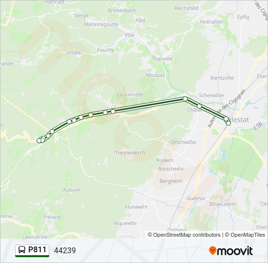 Plan de la ligne P811 de bus