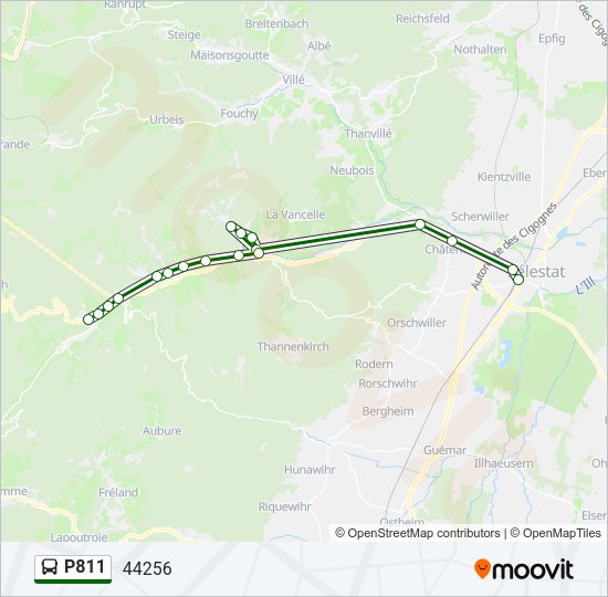 Plan de la ligne P811 de bus