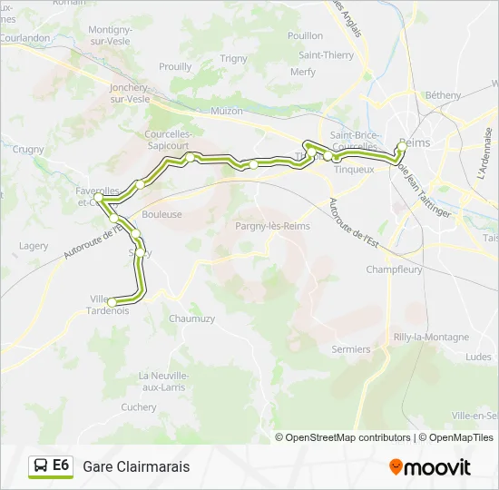 E6 Bus Line Map