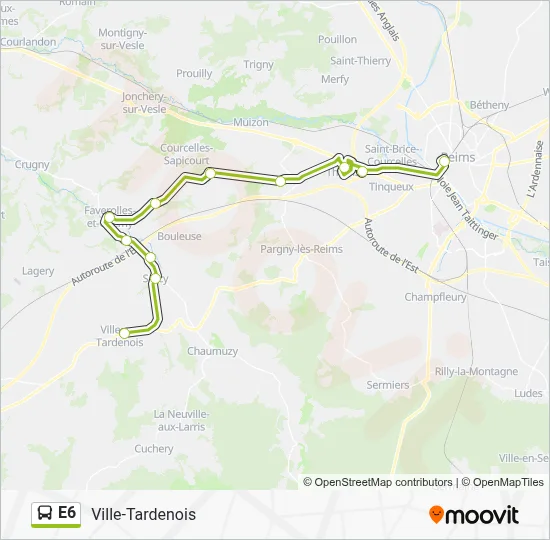 E6 Bus Line Map