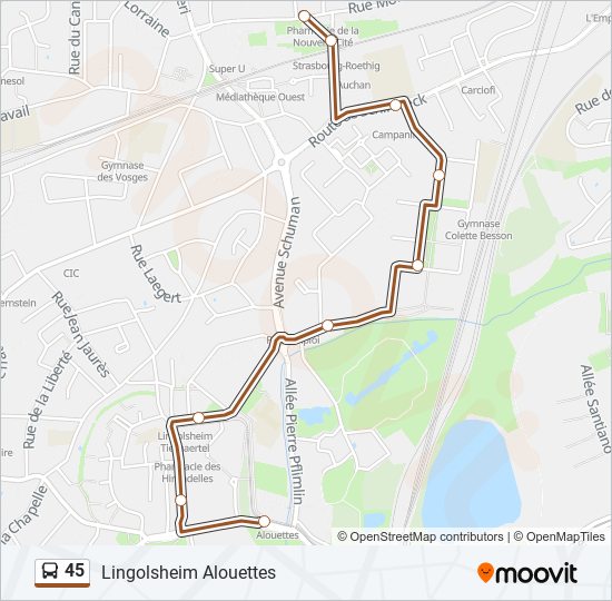 Mapa de 45 de autobús