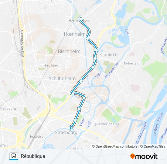 REMPLACEMENT-B Bus Line Map