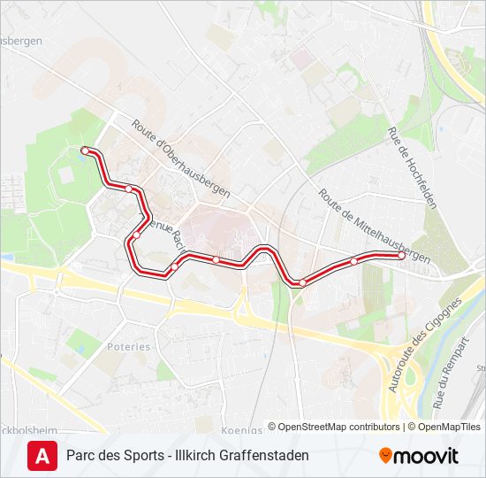 Mapa de A de tren ligero