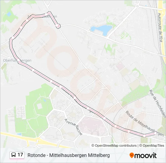 Plan de la ligne 17 de bus